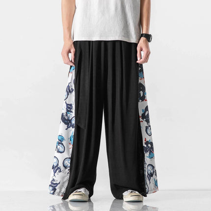Pantaloni a Gamba Larga Streetwear da Uomo, Primaverili ed Estivi, Stampati, Casual, Stile Harem, Oversize, Vintage, Traspiranti e Comodi