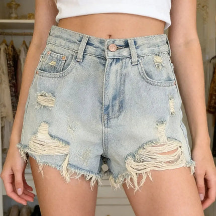 Women's Casual Denim Shorts Light Blue Y2K Harajuku High Street Aesthetic Fashion Retro Slim Short Jeans Clothing 2026 New
