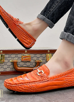 Scarpe Casual da uomo in pelle verniciata di alta qualità scarpe da guida di marca mocassini con motivo a coccodrillo maschile per scarpe basse mocassino da uomo