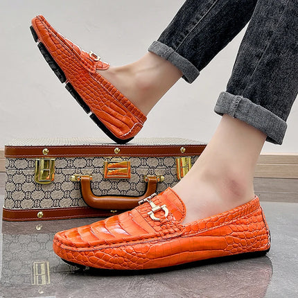 Scarpe Casual da uomo in pelle verniciata di alta qualità scarpe da guida di marca mocassini con motivo a coccodrillo maschile per scarpe basse mocassino da uomo