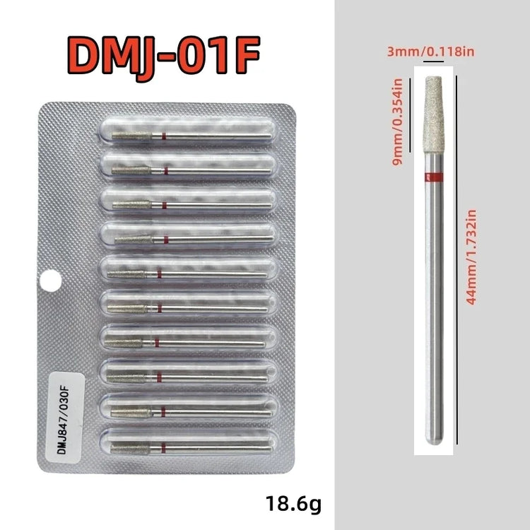 10Pcs/set Diamond Nail Drill Bit Set Nail Diamond Milling Cutter for Manicure 3/32" Burr Electric Nail File Cuticle Remover Tool 2028