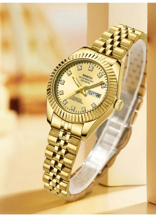 NIBOSI Orologi da donna con diamanti Orologio da donna casual di moda di lusso delle migliori marche Orologio da donna con data settimanale automatica impermeabile Reloj platinumshop