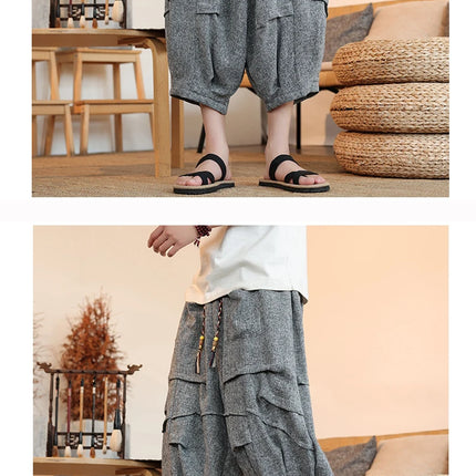 Pantaloni lanterna estivi da uomo stile giapponese Kimono pantaloni casual Samurai Harajuku pantaloncini da uomo larghi Yukata pantaloni a gamba larga taglie forti 5XL