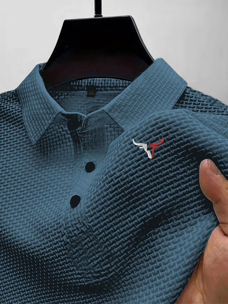 T-shirt estiva a maniche corte da uomo con risvolto in seta ghiacciata, top da uomo