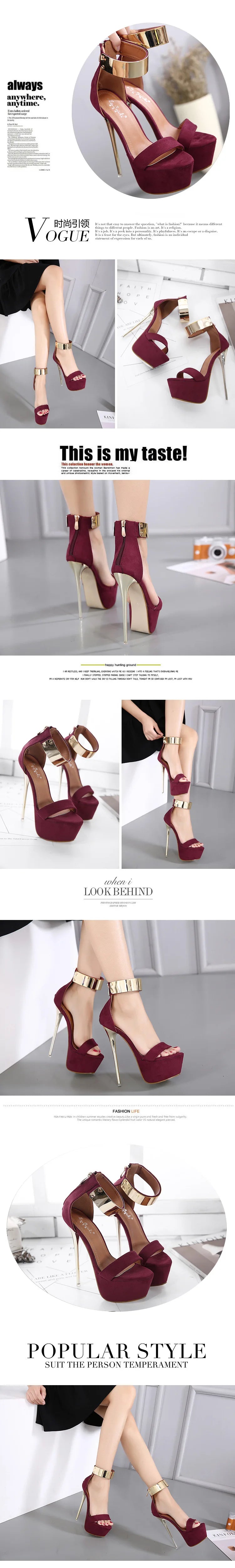 2026 Fashion Designer Metal Ankle Strap Women 16CM Heels Platform Sandals Shoes Female High Heels Sexy Party Dance Ladies Shoes PlatiNum