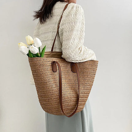Women's Large Capacity Crossbody Bag Summer Woven Straw Bag Fashion Female Luxury Designer Beach Bag Bali Shopper Bag