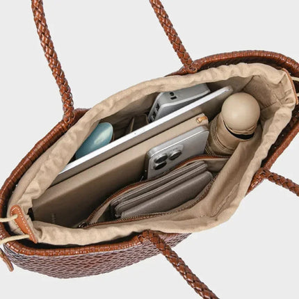 Women's 2-in-1 Woven Straw Bag Underarm Straw Bag with Adjustable Strap Large Capacity Dumpling Shoulder Bag for Summer Beach Bucket Bag