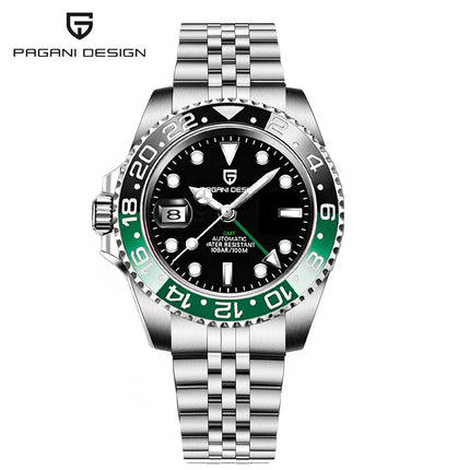 PAGANI DESIGN Pepsi GMT Orologio automatico da uomo 100M impermeabile quadrante nero luminoso cinturino Jubilee in acciaio inossidabile orologi da polso meccanici sportivi di lusso per uomo PD-1662 Relojes Hombres+Confezione