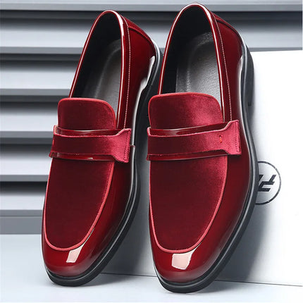 Nuove Scarpe da Cerimonia di Lusso per Uomo, Mocassini Rossi in Pelle Scamosciata, Calzature Formali Eleganti, Zapatos Hombre