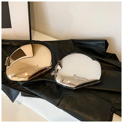Designer Acrylic Shell Shape Clutch Bag Gold Silver Women Evening Party Bag Cute Shiny Metal Shoulder Crossbody Bags Small Purse PlatiNum