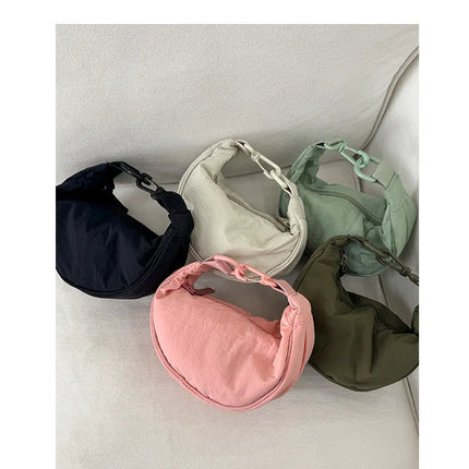 Simple Design Women's Messenger Bag Fashion Ladies Nylon Hobos Small Shoulder Bags Vintage Female Girls Purse Cloth Handbags PlatiNum