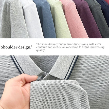 New men's short-sleeved polo shirt, 100% pure cotton, embroidered, fashionable, breathable, comfortable, and versatile.