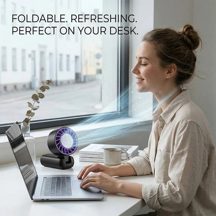 Ventilatore personale ad alta velocità dotato di impacco di ghiaccio in gel riutilizzabile, mini ventilatore portatile leggero per l'estate, ufficio, viaggi, campeggio, uso quotidiano all'aperto e al chiuso.