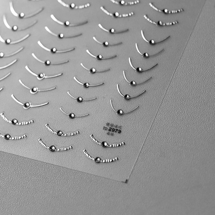 2pcs Set French Tip Nail Stickers Diamond Line 5D Gold Silver French Line Nail Art Stickers Crystal Curve Wave Strips Slider2028