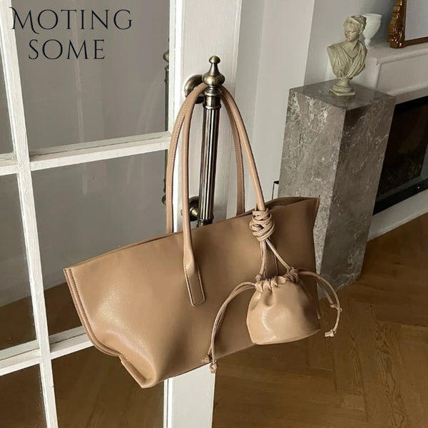 Motingsome large capacity Women Bag New Luxury genuine leather handbag and purse Clutch Purse Minimalism Messenger Tote Handbag
