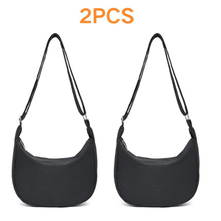 Miss Lulu 2-Piece Set-Large Capacity & Adjustable Shoulder belt-WOMEN'S Crescent Crossbody bag Casual PlatiNum