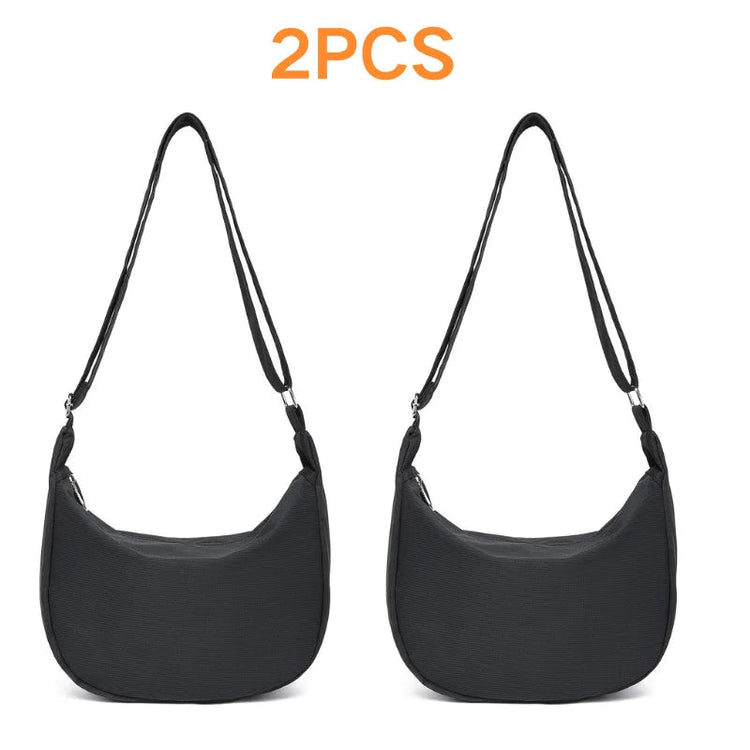 Miss Lulu 2-Piece Set-Large Capacity & Adjustable Shoulder belt-WOMEN'S Crescent Crossbody bag Casual PlatiNum