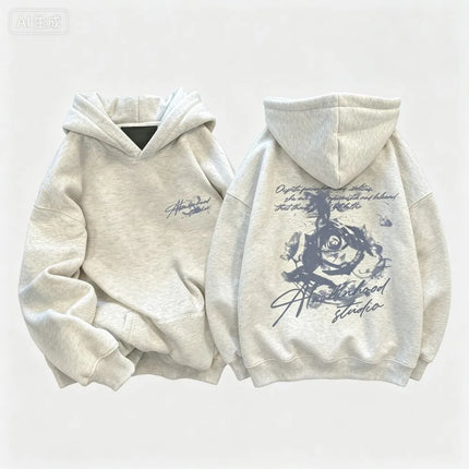 Dark Aesthetic Smoky Rose Back Print Hoodie Unisex Oversized Letter Graphic Daily Wear Pullover Tops