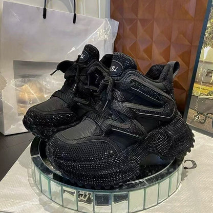 7.5cm Height Increase Autumn and Winter Thick Soled Women's Sports Shoes 2026 New Casual Walking Sneakers Ladies' Dad Shoes