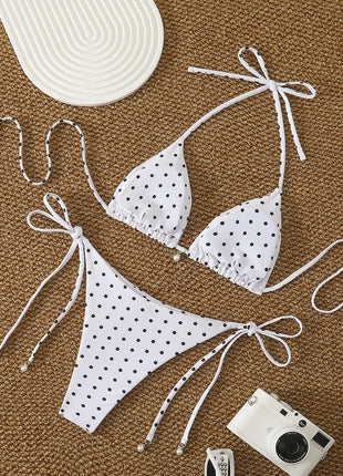 Bikini di Tendenza 2026, Costume da Bagno Sexy con Perle, Micro Bikini a Pois, Abbigliamento da Spiaggia per Donna platinumshop