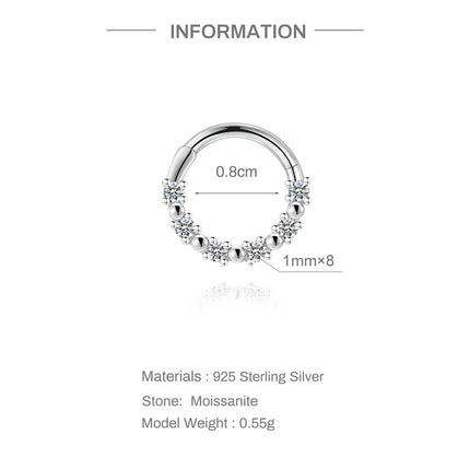 CANNER 1PC 6/7/8/9mm Moissanite 925 Sterling Silver Hoop Earrings Women Round Circle Piercing Earings Personalized Fine Jewelry PlatiNum