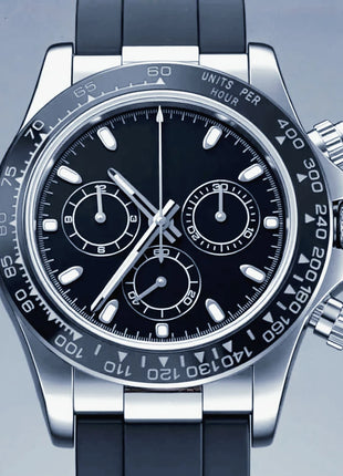 Orologi Meccanici Automatici di Lusso da Uomo 40mm, Cinturino in Acciaio Inossidabile Spazzolato, Elegante Quadrante Panda Nero Blu, Luminoso a Lunga Durata