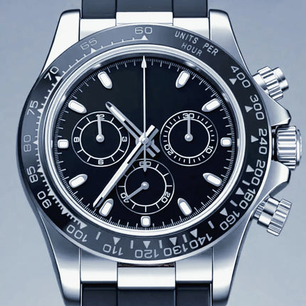 Orologi Meccanici Automatici di Lusso da Uomo 40mm, Cinturino in Acciaio Inossidabile Spazzolato, Elegante Quadrante Panda Nero Blu, Luminoso a Lunga Durata