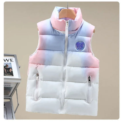 #3622 Tie Dye Hooded Sleeveless Jacket Women Zipper Sim Fit Warm Vest Waistcoat Female Outerwear Veste Unisex Autumn Winter 2024