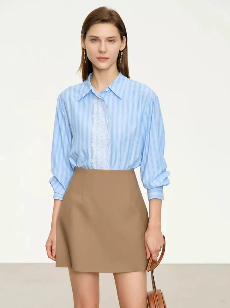 Gonne casual semplici da donna, stile coreano, a vita alta, per l'ufficio, da pendolare, a trapezio, tinta unita, abbinabili a tutto, gonne femminili