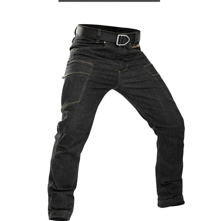 Men's Tactical Jeans Military Denim Cargo Pants Multi-pocket Elastic Casual  Work Trousers Outdoor Combat Training Hiking Pants