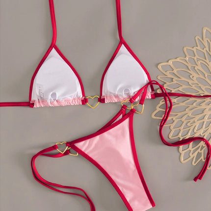 XS - L Halter Mini Micro Perizoma Bikini Donna Costumi da bagno Costume da bagno femminile Bikini a due pezzi Costume da bagno imbottito Costume da bagno V7595 PlatiNum