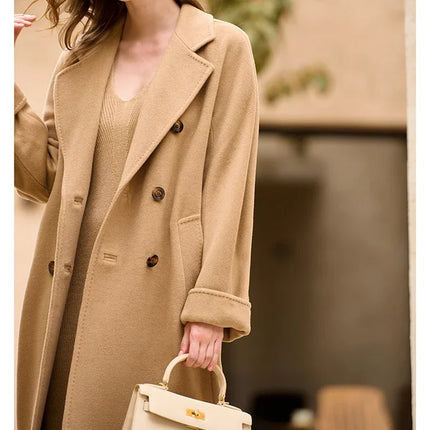 DUTRIEUX Women's Coat Double-sided 10% Cashmere 90% Wool Women's Long Coat Jacket, 2025 Winter New Long Cashmere Coat Women