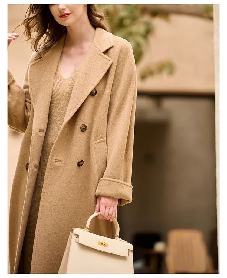 DUTRIEUX Women's Coat Double-sided 10% Cashmere 90% Wool Women's Long Coat Jacket, 2025 Winter New Long Cashmere Coat Women