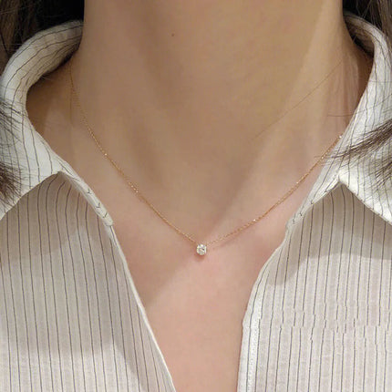 ANENJERY 316L Stainless Steel Zircon Thin Clavicle Chain Necklace for Women Festive Party Jewelry Wholesale PlatiNum