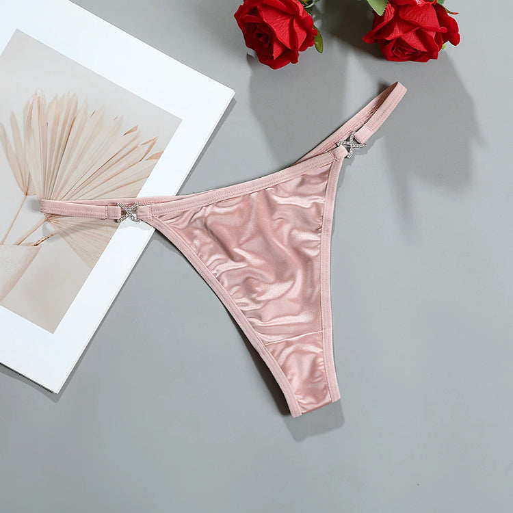 SexyLingerie  Women's Lingerie Underwear Seamless Satin Rhinestone Thong Skin-friendly Breathable Low Rised Diaments Briefs G St
