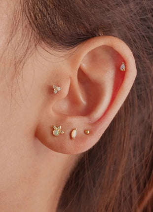 CANNER 1PC 925 Sterling Silver Exquisite Crown Opal Piercing Earring for Women Ear Studs Cartilage Earring Body Jewelry Gift PlatiNum
