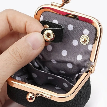Genuine Leather Kiss Lock Coin Purse Solid Color Multifunctional Leather Jewelry Bag Mini Square Small Item Bag Jewelry Storage PlatiNum