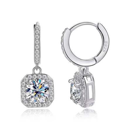 KNOBSPIN D Color Moissanite Earring 925 Sterling Sliver Plated with White Gold Earring for Women Wedding Engagement Fine Jewelry PlatiNum