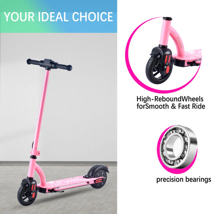 Monopattino elettrico AATOTMGO per bambini dai 6 ai 12 anni. Velocità massima: 16 km/h. Raggio d'azione: da 10 a 15 km. Pieghevole. Potenza: 125 W. 3 velocità, luci a LED, carico massimo: 70 kg.