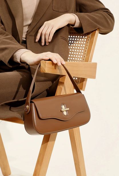 2025 New Genuine Leather Women's Bag Luxury Stick Bag Senior Designer Shoulder Bag Fashion Handbag Commuter
