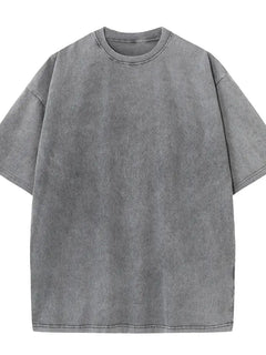 230G Cotton American Large Size T Shirts Men Summer Vintage Clothes Washed Tees Casual Short Sleeve