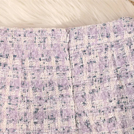 Women's Autumn Winter New Fragrant Woolen Tweed High Waisted Skirt PlatiNum