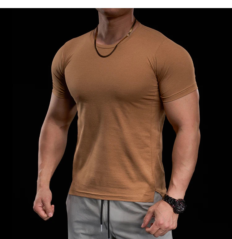 Abbigliamento da allenamento fitness da palestra da uomo T-shirt sportiva attillata a maniche corte