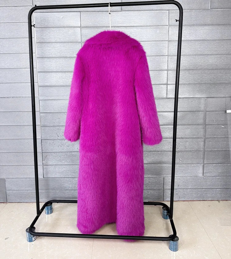 ZADORIN 130cm Super Long Fluffy Faux Fur Coat Woman Jacket Winter Lapel Thicken White Faux Fur Coats Jacket for Women Outerwears