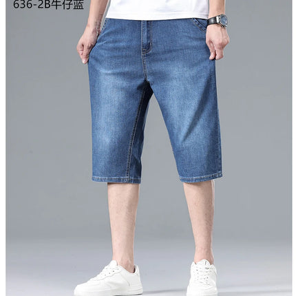 Nuovi Pantaloncini in Denim Sottili da Uomo Estate 2026, Morbidi e Confortevoli, Effetto Seta Ghiaccio, Vestibilità Ampia, Blu Chiaro e Blu Scuro, Taglie Grandi