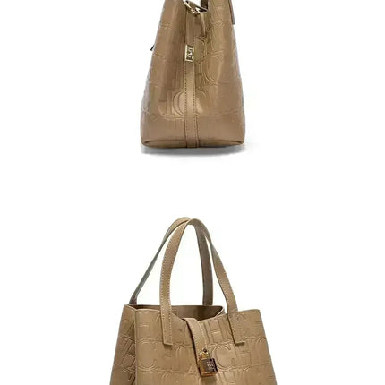 CH Large Capacity Handbag Luxury Brand Temperament Letter Print with Lock Design 2025 Trendy Women's Crossbody Bag PlatiNum