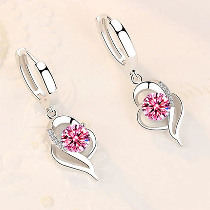925 Sterling Silver New Woman Fashion Jewelry High Quality Blue Pink White Purple Crystal Zircon Hot Selling Earrings PlatiNum