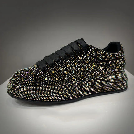 Luxury New Men Rhinestone Lace Up All Match Brand Shoes Causal Flats Loafers Sports Walking Sneakers Zapatos Hombre Vest