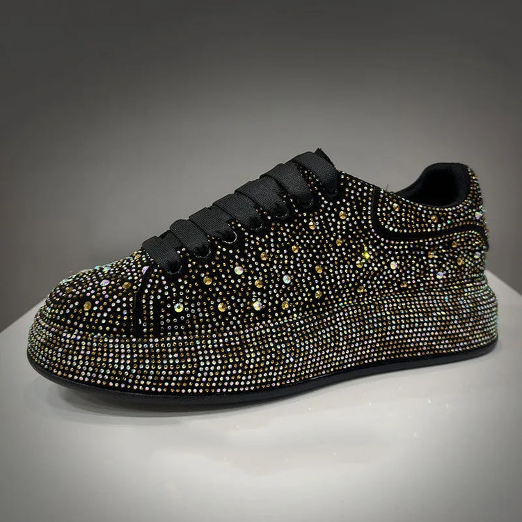 Luxury New Men Rhinestone Lace Up All Match Brand Shoes Causal Flats Loafers Sports Walking Sneakers Zapatos Hombre Vest