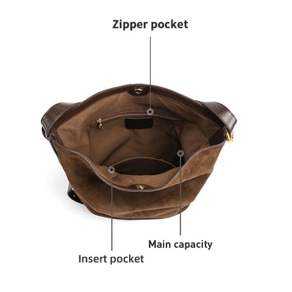 LA FESTIN Original Brand Suede Bag Designer Luxury Bag Bucket Bag Shoulder Crossbody Bag Handbag Women Autumn and Winter Bags